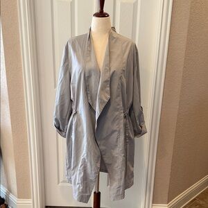 SHAN Women's Elegant Silver Gray Trench Coat XL
